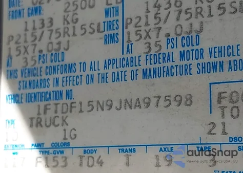 1988 Ford F150 from USA, damaged, VIN 1FTDF15N9JNA97598